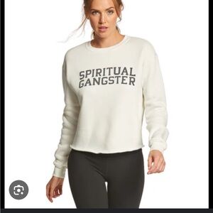 Spiritual Gangster varsity crop sweatshirt. blush pink. sz 12